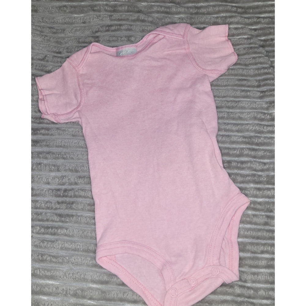 Vintage Carter's Baby Girls Pink Short Sleeve Bodysuit Size 9-12M Snap Basic